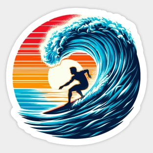 Sunset Surfer Wave Surfing Summer Waves Surf Beach Vacation Surfing Lifestyle Ocean Life Surfing Sticker